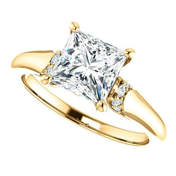 3.0Carat -8.0mm Princess Moissanite Accented Engagement Ring - Picture 15 of 15